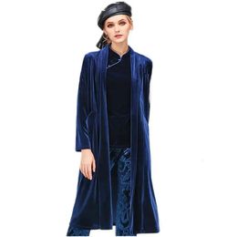 Trenchs femme Automne hiver manteau femmes décontracté solide velours vestes hiver élégant Long velours manteau abrigos mujer invierno trench coat 231213