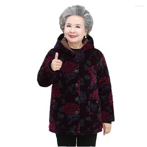 Gabardina para mujer, ropa de algodón para otoño e invierno, ropa holgada de talla 5XL para ancianos de mediana edad, abrigo grueso con capucha