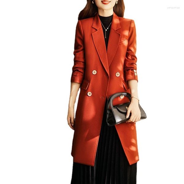 Trenchs pour femmes automne hiver longues femmes manteau mode coréen Streetwear mince cape décontracté élégant noir Blazers coupe-vent
