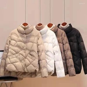 Women's Trench Coats Autumn Winter Women Short Down Cotton Coat Fashion Solid Color Stand Collar Jacket Parkas Female Padded Clothes