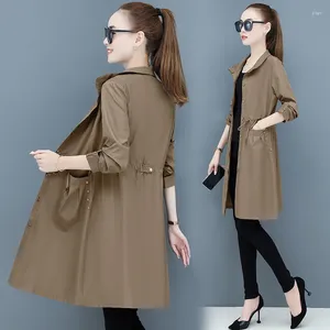 Trenchs de femmes automne femme 2023 couleur unie revers double boutonnage coupe-vent surdimensionné veste manteau pour femmes vêtements H80