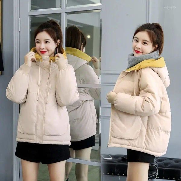 Trench Coats Femmes Automne Veste femme courte à capuche coton rembourré Femelle coréenne Puffer Puffer parkas Dames Outwear