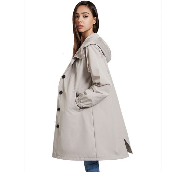 Femmes Trench Manteaux Automne Femmes Coupe-Vent À Capuche Vestes Casual Long En Plein Air Imperméable Printemps Femme Vêtements Imperméable WF266 230411