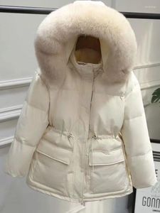 Damesgeul Lagen Big Fur Collar Dames Winter Winter Women Jacket 2023 Down Vrouw Dikke Hooded Heavy Hair Coat X907