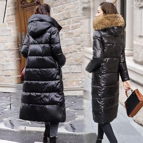 Abrigos de trinchera para mujer Parkas de piel grande Chaqueta de invierno impermeable Mujeres 2023 Coreano con capucha Cálido Abrigo largo femenino