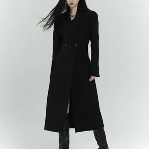 Trench Coats Femmes Suisse à taille noire pour femmes Mabillement de mi-long adulte femme comme femme