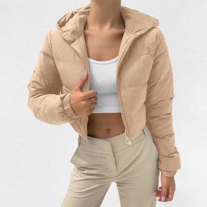 Trenchs de Femmes Manteaux Bubble Puffer Hiver Chaud Veste À Capuche Femmes Mode Y2K Recadrée À Manches Longues Vêtements D'extérieur Zipper Casual Parkas Rembourré