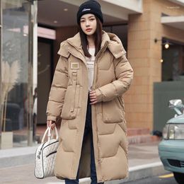 Trenchs de Femmes Manteaux Casual Mode 2024 Femme Parkas d'hiver pour femmes à capuche longue épaisse Parka veste rembourrée vêtements féminins