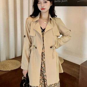 Femmes Trench Coats Chic Cordon Conçu Automne Femme Bureau Dame Solide All Match Automne Manteau Femme À Manches Longues Élégant Coupe-Vent