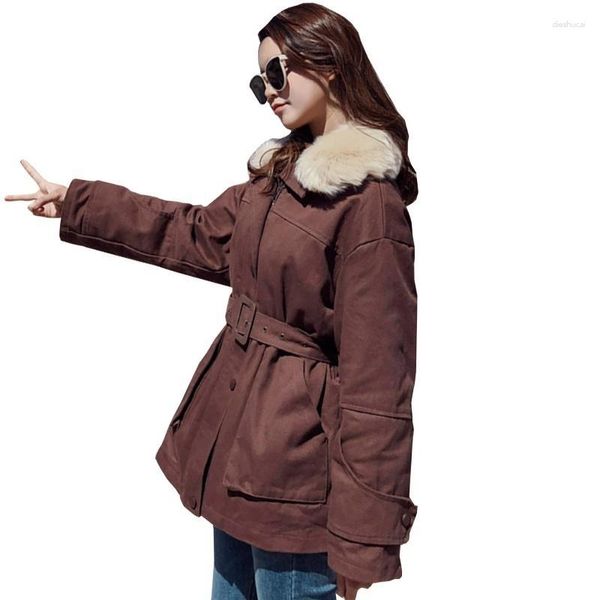 Trenchs de femmes manteaux chic taille vêtements femme hiver court fonds BF original la nuit vent facile coton travail plus taille veste lâche manteau