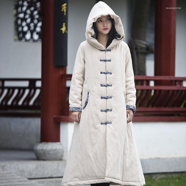 Trench femme Style chinois Long manteau d'hiver femmes chaud ample épais Parka nouveauté Original rembourré veste Outwear