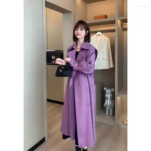 Trenchs pour femmes manteau automne hiver violet coupe-vent veste coréenne femme mode haut de gamme Double boutonnage pardessus