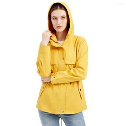 Damesgeuljacht voor vrouwen Koreaanse kruid en winter Kapuzenmantel Damen Mittellange Windjacke Lockere Jacke Designer Designer kleding