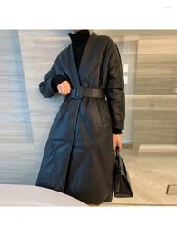 Vrouwen Trenchcoats Jas Voor Vrouwen Lederen Kleding 2023 Herfst Winter Dons Katoen Halflange Jassen Taille