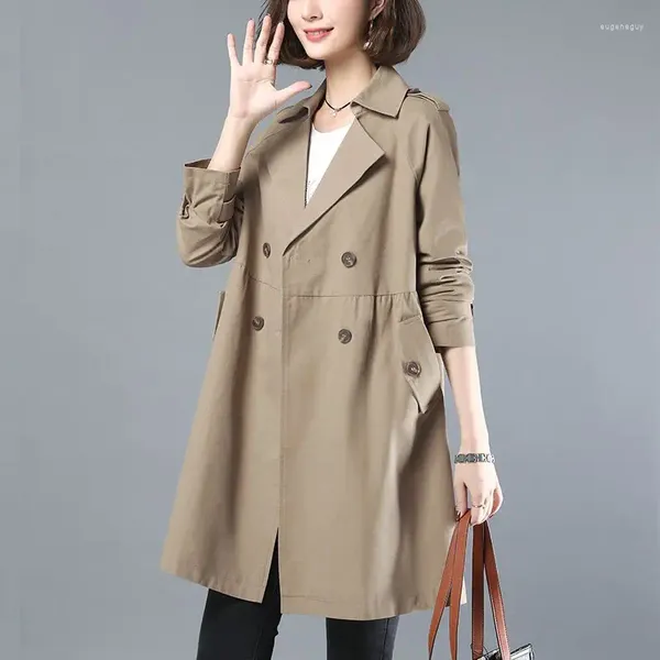 Trenchs de femmes Manteau mi-long 2023 Printemps Automne Style coréen Haut ample UK Mode Dames Vêtements Femme Coupe-vent Plus