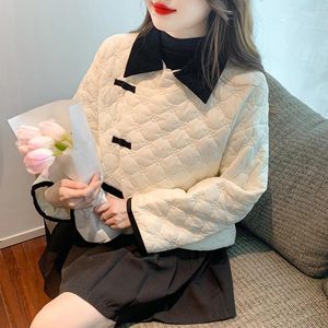Les trenchs de femmes manteau femme chinois industrie lourde broderie petite couleur de style parfum couleur à manches longues avec western doux