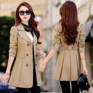 Trenchs de femmes Manteau Femmes Mode Double boutonnage Trenchcoat Dentelle Femme 2023 Automne Mi-longueur Casual Wear Coupe-Vent Outwear