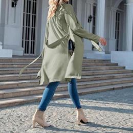 Femmes Trench Coats Commute Tendance Sangle Coupe-Vent Dame Printemps Manteau Outwear Automne Pardessus Manches Longues Pour Le Shopping