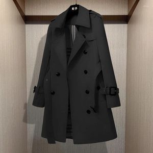 Dames Trenchcoats Concubine Klassiek Halflang Windjack 2023 Herfst Temperament Double Breasted Zwart Hepburn-stijl Jas