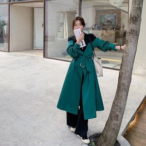 Trench femme manteau contraste manteau Long modèle 2023 printemps automne Version coréenne ample grande taille drapé veste britannique tendance