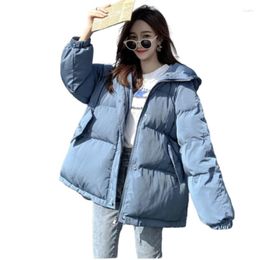 Trenchs de Femmes Cotday Lâche Courte Plus Taille Bule Dames Zipper High Street Élégant 2023 Hiver Veste Chaude Femmes Belle Pain Parka