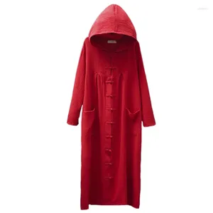 Trenchs pour femmes vêtements en coton et lin Style chinois noeud bouton haut mi-long manteau rétro