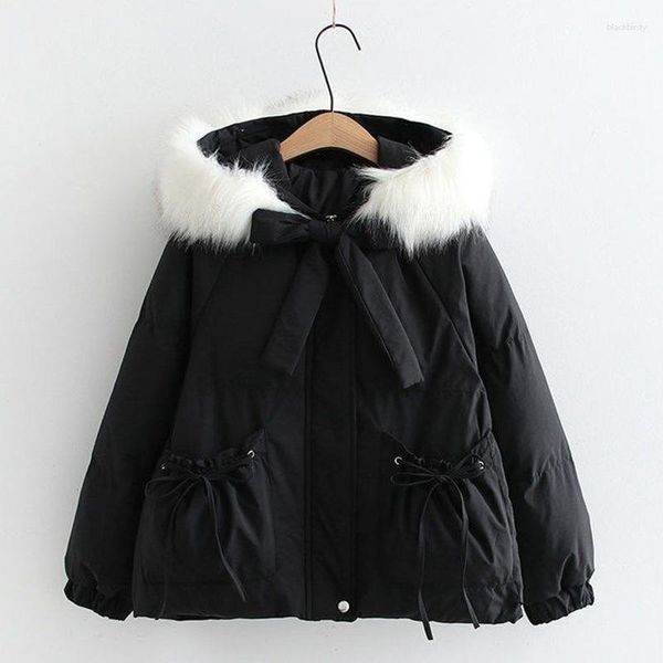 Trenchs de femmes manteaux de coton manteau rembourré femme hiver forêt douce fille veste à capuche style scolaire étudiants belle épaisse chaude parka douce