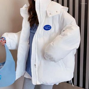 Trenchs de femmes manteaux coton rembourré veste à capuche 2024 étudiant d'hiver épaissir chaud parkas femme lâche fermeture éclair plus blanc parka vêtements d'extérieur