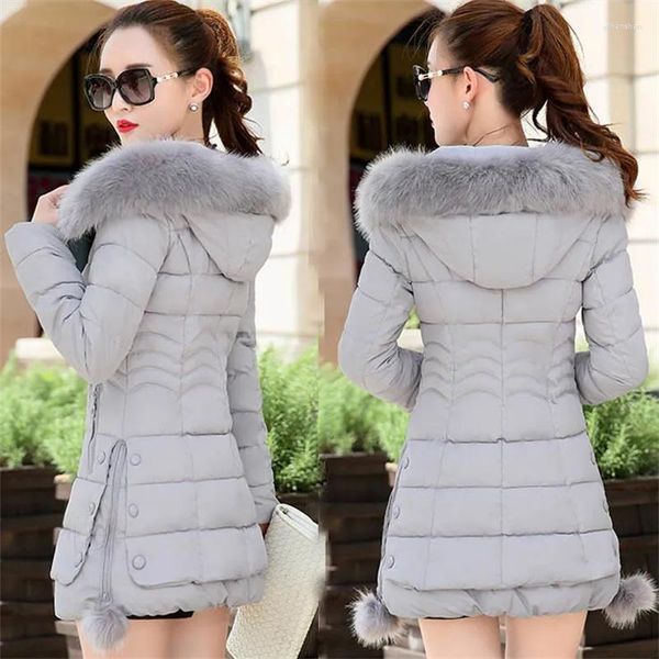 Trenchs pour femmes veste rembourrée en coton femmes en longue 2023 automne hiver épaissi grand col en laine coton manteau coréen mince