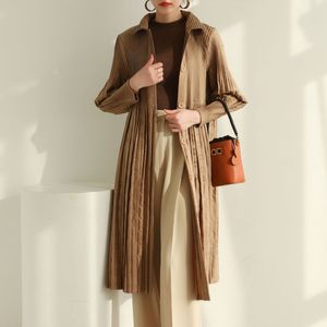 Trenchs de femmes contre qualité automne et hiver mode dame style Sanzhai plissé long manteau décontracté coton rembourré veste 3258 230920