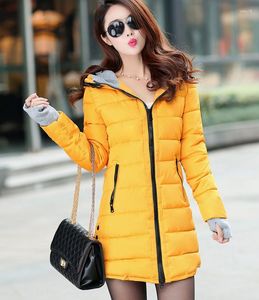 Abrigos de trinchera para mujer Linda chaqueta de algodón femenina sección larga estudiante abajo abrigo versión coreana invierno grueso cálido con capucha cremallera moda