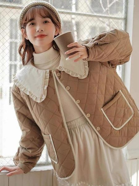 Abrigos de trinchera para mujer Linda chaqueta gruesa Mujeres Moda de invierno Casual Acolchado Algodón Femenino 2023 Cuello de muñeca Dulce Cálido Chic Lady Outwears