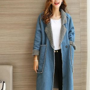 Trenchs de femmes manteaux veste en jean avec fourrure pour femmes Parka 2023 hiver chaud jean femme dames faux manteau KK2559