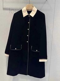 Trenchs de femmes Manteaux de marque de marque mi-longueur manteau de finition de style français col rabattable Miu velours mille or fille tenue 8A1C