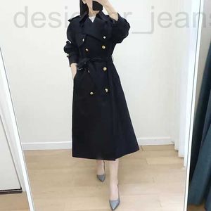 Dames trenchcoats ontwerper CE driedimensionale revers zwart temperament lange windjack voor dames met tailleband afslanken en riem gratis geschenk HXQU