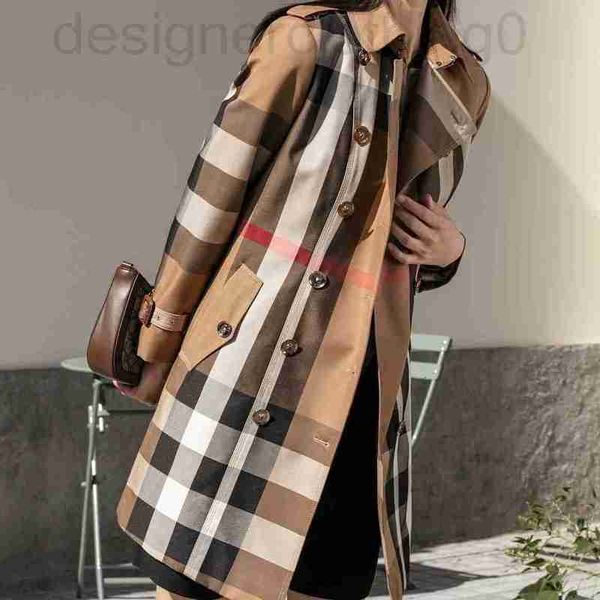 Trenchs de femmes Designer Mode de luxe B Nouveau style britannique léger classique grand plaid taille mince tempérament robe de déplacement HUTH