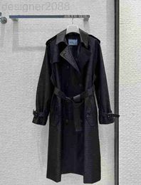 Dames Trench Coats Designer Milan Runway 2023 Nieuwe Spring Rapel Neck met lange mouwen Panel met dezelfde stijl Outerwear 83pj