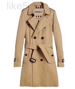 Trenchs pour femmes Designer Sandlin Classic Ham Fit Series Regular Double boutonnage Manteau coupe-vent mi-long pour hommes VIXK