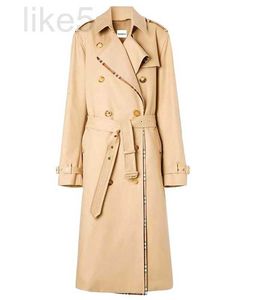 Trenchs pour femmes Designer Printemps et Automne Nouveau Kaki Double boutonnage Coupe-vent Manteau Classique Petite stature Style britannique 686X