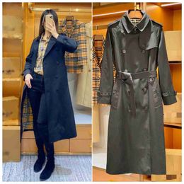 Dames Trench Coats Designer Waterloo Edition Classic Slim Fit Edition Womens Extended Double Breasted Wind Breakher Coat 4XHF