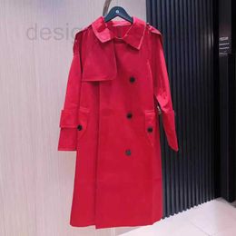 Trench Coats Designer Breaker Breaker 24 ans Nouveau automne à mi-longueur Red Luxury coréen lâche pour femmes yd08