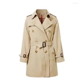 Trenchs pour femmes Manteau à double boutonnage Mi-long Printemps et automne Dentelle Mince Style britannique Casacos De Inverno Feminino Kaki