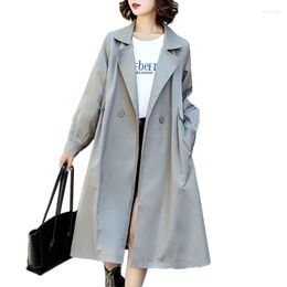 Trench Coats Trench Coats Mabet à double couche pour femmes automne haut de gamme British Style Casual Hooded Windbreaker Loose Female Outwear et doublé 3xl