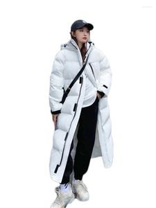 Trenchs pour femmes manteaux en coton femmes 2023 mode d'hiver coréen blanc long ample épais chaleur vêtements noir Parkas à capuche veste