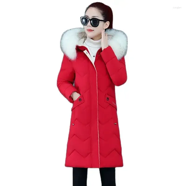 Trench Coats Down Down Cotton-Padded Veste Long Section 2023 Version coréenne des femmes minces Fashion Fashion Hooded Coat Winter Tide