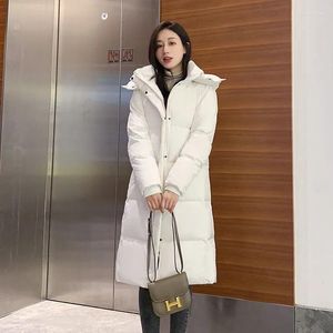 Damesgeul Lagen Down Jacket Vrouw 2023 Winter rechte buis Dikke lange witte eendenjassen dames elegante mode casual parkas jas