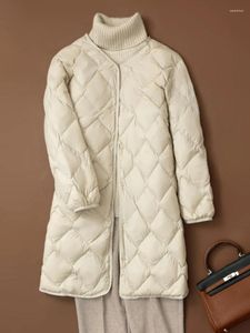 Dames Trenchcoats Donsjack Licht dun Halflang 2023 Herfst/winter In Koreaanse mode Veer Kantoor Dame Outerwears