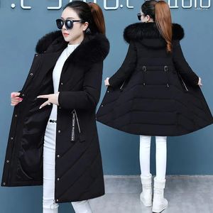 Trenchs de femmes manteaux doudoune femmes 2023 hiver mode coréenne épais manteau de canard blanc femme grande taille long collier de fourrure à capuche parkas
