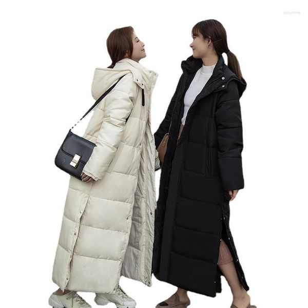 Trench-coat pour femme, veste rembourrée, épaisse, Version coréenne, Parka Extra longue, couleur unie, vêtements d'extérieur pour femmes, hiver 2023