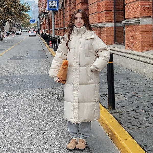 Abrigos de trinchera para mujer Down Parka Chaqueta súper larga Mujer sobre la rodilla Longitud Parkas de invierno Mujer Grueso Negro Abrigo azul en